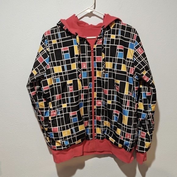 The North Face Reversible Hoodie Jacket Large Wind Mondrian Squares Multicolor - Picture 1 of 11